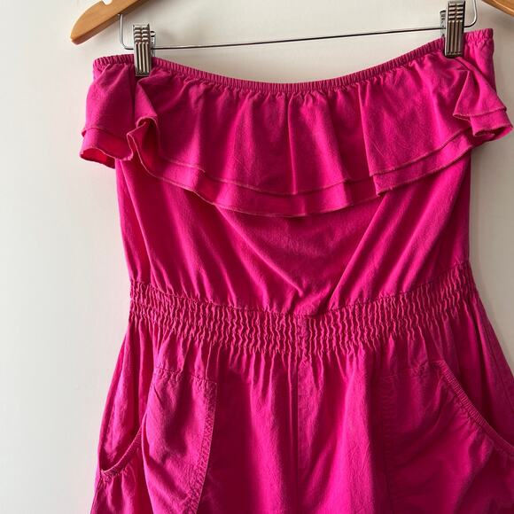 Vintage Wear-Abouts Ruffle One Piece Pink Barbiecore Strapless Romper Small - Picture 6 of 6